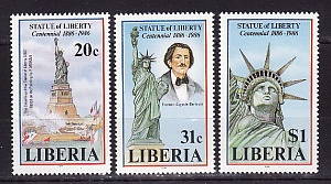 Либерия, 1986, 100 лет статуе Свободы, 3 марки